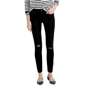 J. Crew Black Distressed Toothpick Ankle Skinny Jeans Size 29 Tall